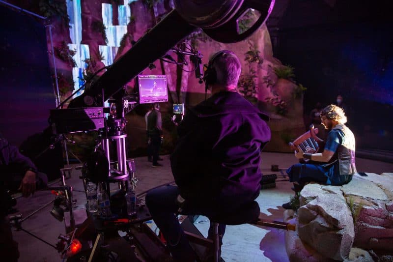Jim Mundell operating the Jib during dolly track shots.